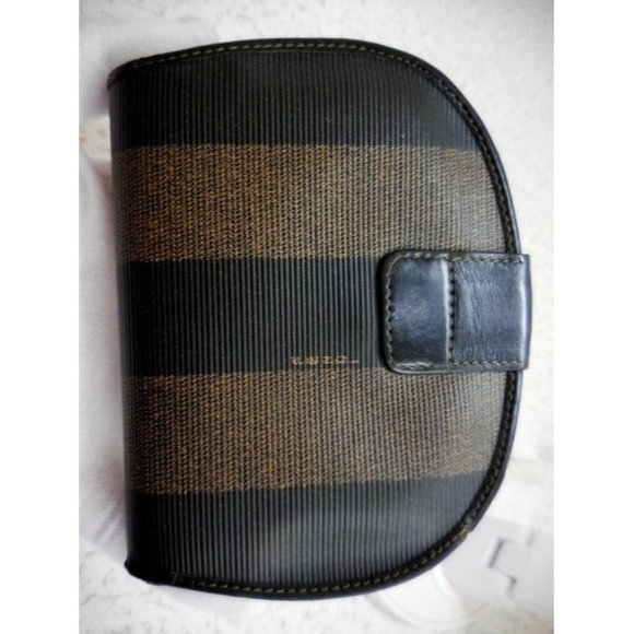 FENDI Brown Tobacco Thick Striped Coated Canvas - Picture 2 of 11